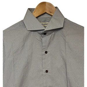 Twillory Men's Button Front Shirt White/Blue Floral Cotton 16 34/35 Tailored Fit